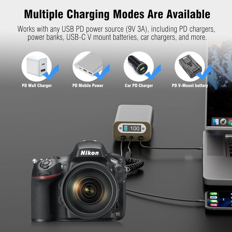 F1TP EH-5b EP-5B DC Coupler EN-EL15 Dummy Battery Kit with USB-C Cable for Nikon D7500 D7200 D7000 D7100 Z6 Z7 D750 D780 D800 D600 Z5 D500 Z6II Z7II Z8 D810 D610 D800E D810A D850 1V1 Cameras (EP-5B) - Image 5